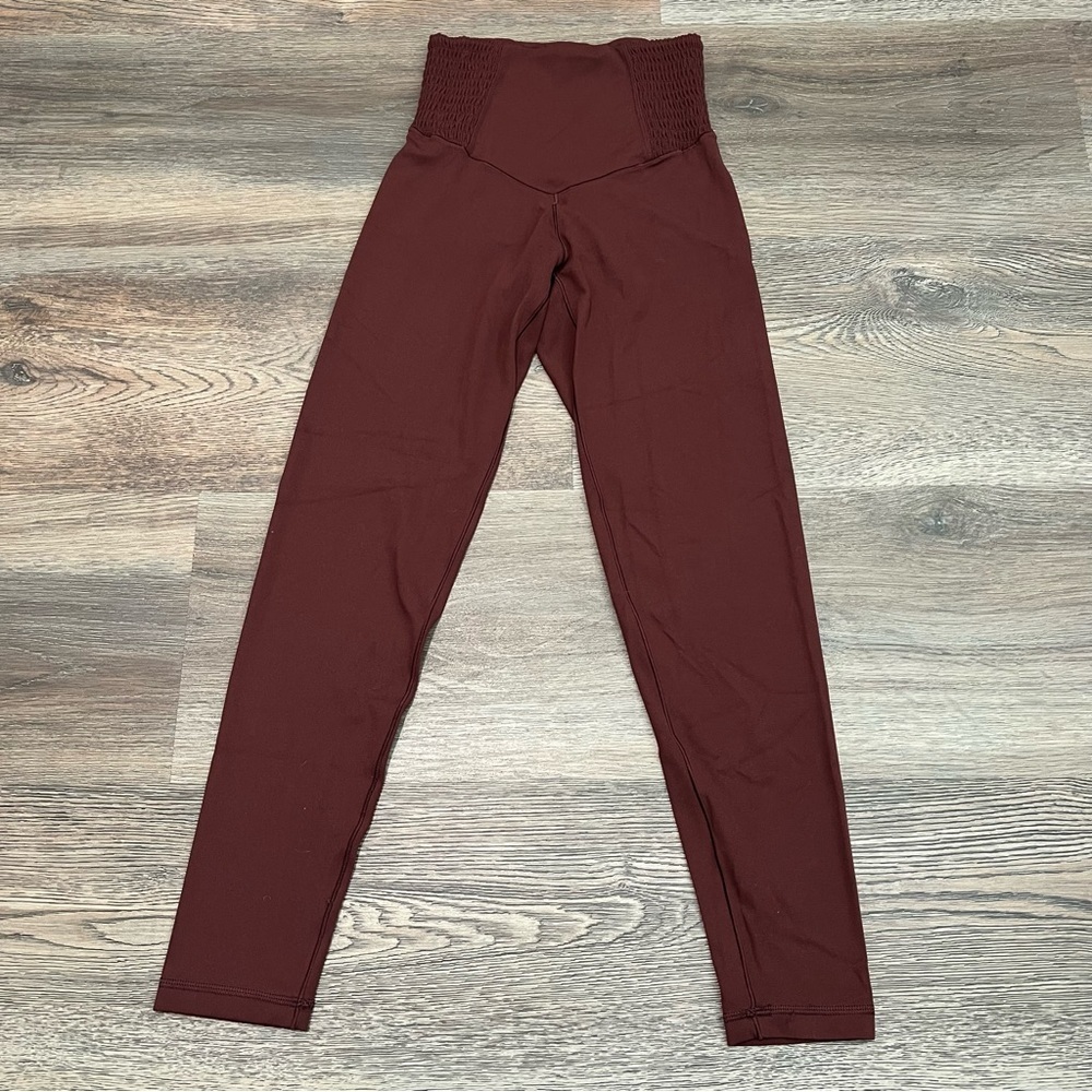 Offline by Aerie Maroon Leggings with Ribbed Waist Band
